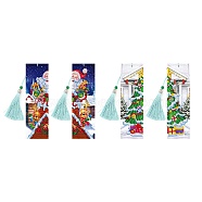 4Pcs Christmas DIY Diamond Painting Bookmarks Kits, including Resin Rhinestones, Diamond Sticky Pen, Tray Plate and Glue Clay, Santa Claus, 210x60mm(DIAM-PW0010-19B-03)