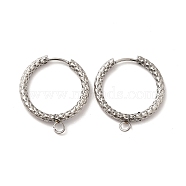 201 Stainless Steel Hoop Earrings Findings, with 304 Stainless Steel Pins & Horizontal Loops, Ring, Stainless Steel Color, 10 Gauge, 26x22.5x2.5mm, Hole: 2.6mm, Pin: 0.8mm(STAS-I695-02F)