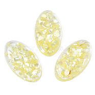Transparent Acrylic Cabochons, with Shell, Oval, Yellow, 44x25x5mm(TACR-N006-66D)
