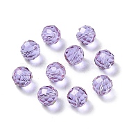 Glass Imitation Austrian Crystal Beads, Faceted, Round, Lilac, 10mm, Hole: 1mm(GLAA-H024-17C-21)