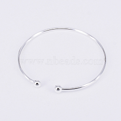 Brass Torque Bangles, Cuff Bangles, Platinum, Inner Diameter: 2-3/8 inch(6.1cm)(KK-WH0034-22P)