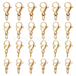 40Pcs 4 Styles 304 Stainless Steel Lobster Claw Clasps, with Open Jump Ring, Golden, 9~12x5.5~7x3.5mm, Hole: 3mm, Open Jump Ring: 5x0.6mm, about 10pcs/style(STAS-UN0040-73)
