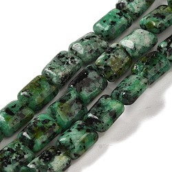 Dyed Natural African Turquoise(Jasper) Beads Strands, Rectangle, Green, 8~9x6.5~7x4mm, Hole: 0.8mm, about 45pcs/strand, 15.16 inch(38.5cm)(G-G085-A06-01)