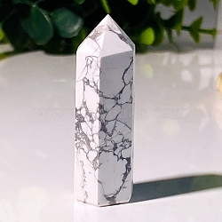 Point Tower Natural Howlite Healing Stone Wands, for Reiki Chakra Meditation Therapy Decos, Hexagonal Prism, 15~20x15~20x40~50mm(PW-WG55231-01)