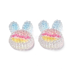 Transparent Epoxy Resin Decoden Cabochons, with Paillettes, Rabbit, Colorful, 20.5x17x9.5mm(CRES-I030-02C)