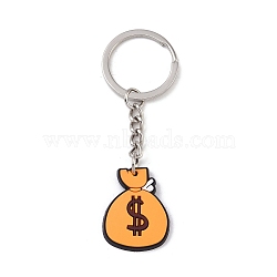 Cartoon PVC Pendant Keychain, with Iron Keychain Findings, Bag, 8.5cm(KEYC-U001-01E)