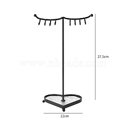Acrylic Tray & Iron Necklace Display Stands, Necklace Storage, Heart, Black, 12x27.5cm(PW-WG85159-01)
