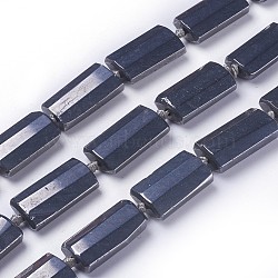 Synthetical Non-magnetic Hematite Beads Strands, Faceted, Rectangle, 24.5~29.5x12~14x7.5~8.5mm, Hole: 1.5mm, about 13pcs/strand, 16.2 inch(41.2cm)(G-F595-F02)