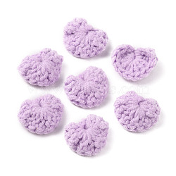 Handicraft Cotton Knitting Heart Ornament Accessories, for DIY Costume, Hat, Bag, Plum, 19~19.5x21.5~24.5x4~5mm(FIND-WH0116-44H)