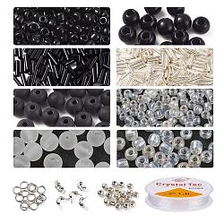 DIY Glass Seed Beads Jewelry Set Making Kit, Including Acrylic & ABS Plastic Beads, Glass Seed & Bugle Beads, Magnetic Alloy Clasps, Iron Findings and Elastic Thread, Mixed Color, Glass Beads: about 520pcs/set(DIY-YW0004-23)