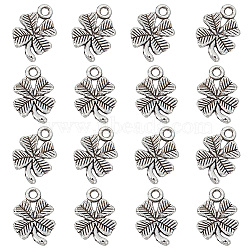 HOBBIESAY 200PCS Tibetan Style Alloy Clover Charms, Cadmium Free & Lead Free, Antique Silver, 15.5x10x2mm, Hole: 1.5mm(TIBEP-HY0001-09)