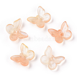 Baking Painted Transparent Glass Petal Beads, Butterfly, Light Salmon, 9.5x10.5x3.5mm, Hole: 1.2mm, about 980~1000pcs/set(DGLA-N004-11)