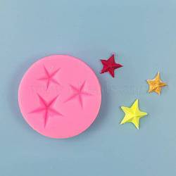 Food Grade Silicone Molds, Fondant Molds, For DIY Cake Decoration, Chocolate, Candy Mold, Star, Pink, 53x7.5mm(X-DIY-E018-12)