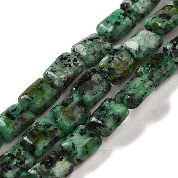 Dyed Natural African Turquoise(Jasper) Beads Strands, Rectangle, Green, 8~9x6.5~7x4mm, Hole: 0.8mm, about 45pcs/strand, 15.16 inch(38.5cm)