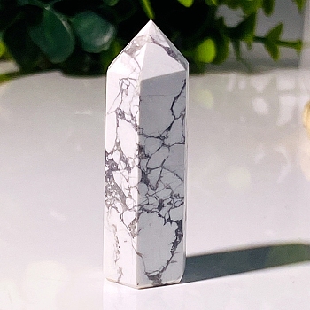 Point Tower Natural Howlite Healing Stone Wands, for Reiki Chakra Meditation Therapy Decos, Hexagonal Prism, 15~20x15~20x40~50mm