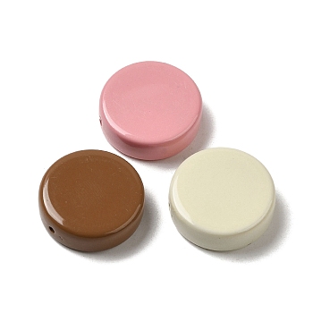 Opaque Baking Paint Acrylic Beads, Flat Round, Mixed Color, 21x6.5mm, Hole: 1.2mm
