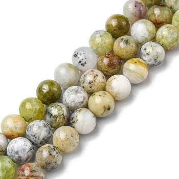 Natural Green Opal Beads Strands, Round, 8mm, Hole: 0.9mm, about 48~49pcs/strand, 15.28~15.59 inch(38.8~39.6cm)