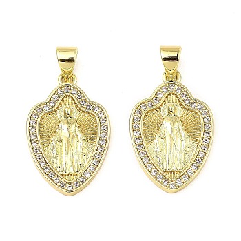 Brass with Cubic Zirconia Pendants, Long-Lasting Plated, Lead Free & Cadmium Free, Oval, Real 18K Gold Plated, 21.5x14x2mm, Hole: 5x3.5mm