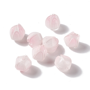 Tulip Acrylic Beads, Imitation Jade, for DIY Jewelry Making, Pink, 12.5x12.5x12.5mm, Hole: 1.6mm