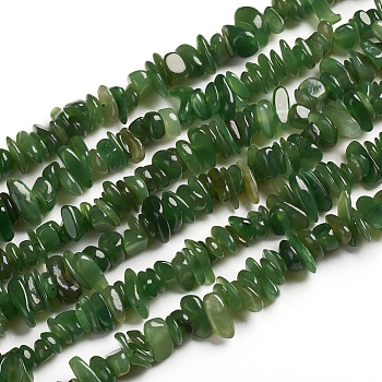 Natural Green Jasper Beads Strands, Chip, 1.5~4.5x6.5~11.5mm, Hole: 1mm, about 33.39 inch(84.8cm)