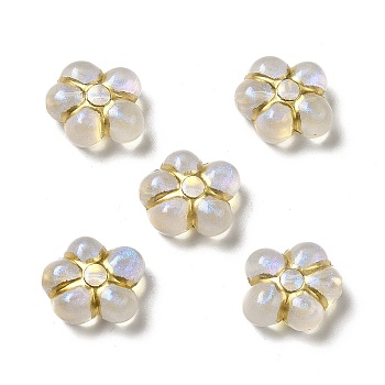 Plating Acrylic Beads, Golden Metal Enlaced, Flower, Gold, 15x13.5x8mm, Hole: 1.6mm