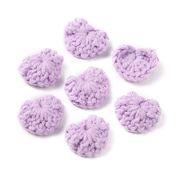 Handicraft Cotton Knitting Heart Ornament Accessories, for DIY Costume, Hat, Bag, Plum, 19~19.5x21.5~24.5x4~5mm