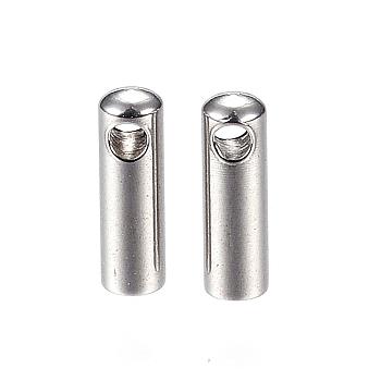 304 Stainless Steel Cord Ends, End Caps, Stainless Steel Color, 7.5x2.5mm, Hole: 1mm, Inner Diameter: 1.8mm