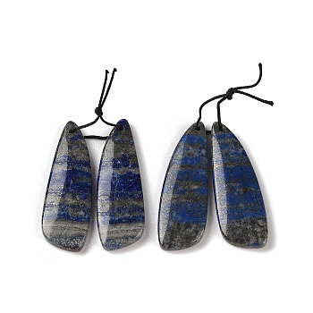 2Pcs Natural Lapis Lazuli Pendants, Gems Charms, Wing, 38x13x4mm, Hole: 1mm