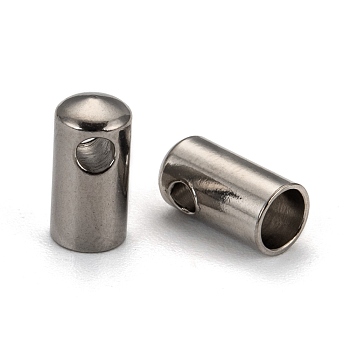 304 Stainless Steel Cord Ends, Tube, Stainless Steel Color, 10x5mm, Hole: 2mm and 4mm, Inner Diameter: 4.5mm