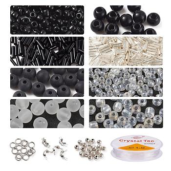 DIY Glass Seed Beads Jewelry Set Making Kit, Including Acrylic & ABS Plastic Beads, Glass Seed & Bugle Beads, Magnetic Alloy Clasps, Iron Findings and Elastic Thread, Mixed Color, Glass Beads: about 520pcs/set