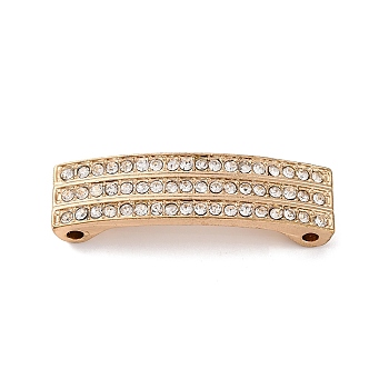 Alloy Crystal Rhinestone Curved Rectangle Connector Links Charms, Lead Free & Nickel Free & Cadmium Free, Golden, 13x47.5x6.5mm, Hole: 3mm