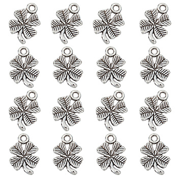 HOBBIESAY 200PCS Tibetan Style Alloy Clover Charms, Cadmium Free & Lead Free, Antique Silver, 15.5x10x2mm, Hole: 1.5mm