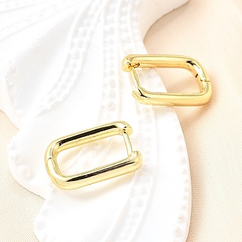 Brass Huggie Hoop Earrings, Long-Lasting Plated, Oval, Real 18K Gold Plated, 17.5x13x2mm, Pin: 1mm