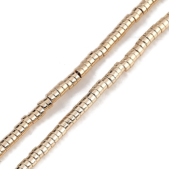 Electroplated Synthetic Non-magnetic Hematite Beads Strands, Disc, Heishi Beads, Golden Plated, 2x1mm, Hole: 1mm, about 355pcs/strand, 14.96''(38cm)