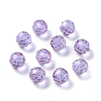 Glass Imitation Austrian Crystal Beads, Faceted, Round, Lilac, 10mm, Hole: 1mm