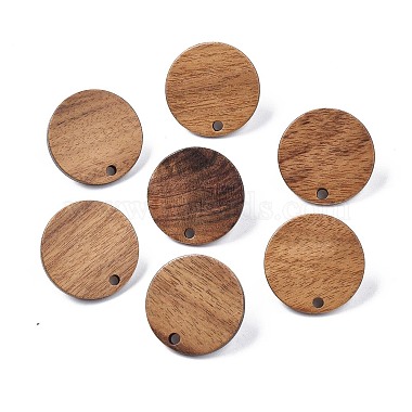 Walnut Wood Stud Earring Findings(MAK-N033-008B)-2