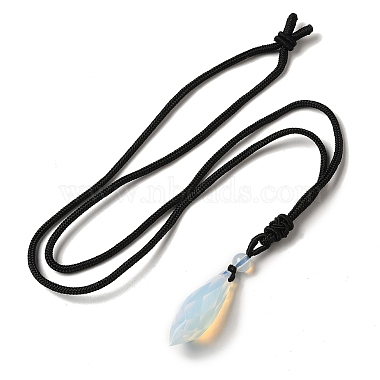 collier pendentif cône naturel et synthétique avec corde en nylon pour femme(G-H286-08)-4