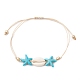 Synthetic Turquoise & Cowrie Shell Braided Starfish & Shell Shape Bead Bracelets for Women(BJEW-JB10197-02)-1