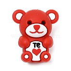 Food Grade Eco-Friendly Silicone Focal Beads, Red, Bear, 30x26x17mm, Hole: 2mm(SIL-C009-01F)