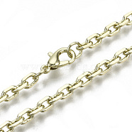 Brass Cable Chains Necklace Making, with Brass Lobster Clasps, Unwelded, Light Gold, 18.3 inch(46.5cm) long, link: 5.5x4x1mm, jump ring: 5x1mm, 3mm inner diameter(MAK-N034-004B-14KC)