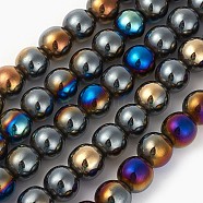 Electroplated Non-magnetic Synthetic Hematite Beads Strands, Half Plated, Round, Mixed Color, 2mm, Hole: 0.5mm, about 190pcs/strand, 14.96 inch(38cm)(G-P408-A-2mm)