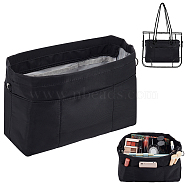 Purse Organizer Insert, Nylon Storage Bag, with Iron Zipper, Black, 38x20x1.5cm(FIND-WH0418-55C-01)