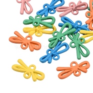 Frosted Alloy Links, with Spray Painted, Bowknot, Mixed Color, 17x8mm, 5 colors, 4pcs/color, 20pcs/box(PALLOY-CJ0001-96)