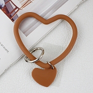 Silicone Heart Loop Phone Lanyard, Wrist Lanyard Strap with Plastic & Alloy Keychain Holder, Sienna, 7.5x8.8x0.7cm(MOBA-PW0001-27H)