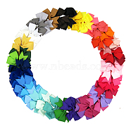 Grosgrain Bowknot Alligator Hair Clips, with Iron Alligator Clips, Platinum, Mixed Color, 80mm(OHAR-Q108-M)