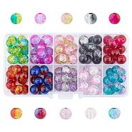 Round Transparent Crackle Glass Beads, Mixed Color, 10mm, Hole: 1.3mm, about 100~105pcs/box(CCG-X0006-10mm-B)
