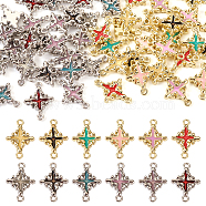 Pandahall 48Pcs 12 Styles Rack Plating Alloy Enamel Connector Charms, Platinum & Light Gold, Religion Cross Links, Mixed Color, 21x15x2.5mm, Hole: 1.6mm, 4pcs/style(FIND-TA0002-85)