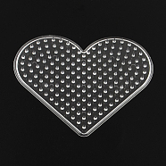 Heart ABC Plastic Pegboards used for 5x5mm DIY Fuse Beads, Clear, 80x93x5mm(X-DIY-Q009-14)