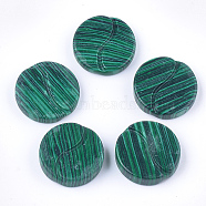 Synthetic Malachite Beads, No Hole/Undrilled, Flat Round, 24x5~6.5mm(G-T125-02)