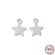 925 Sterling Silver Star Chain Extender Drops, Chain Tabs, Silver, 6.5x5x0.5mm, Hole: 0.8mm(STER-P053-03S)